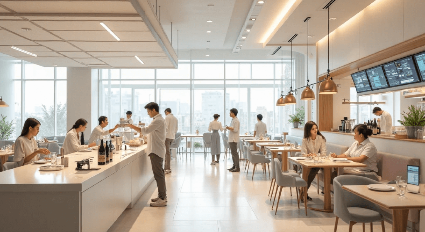 A bustling restaurant interior, where effective restaurant management accounting supports a thriving business