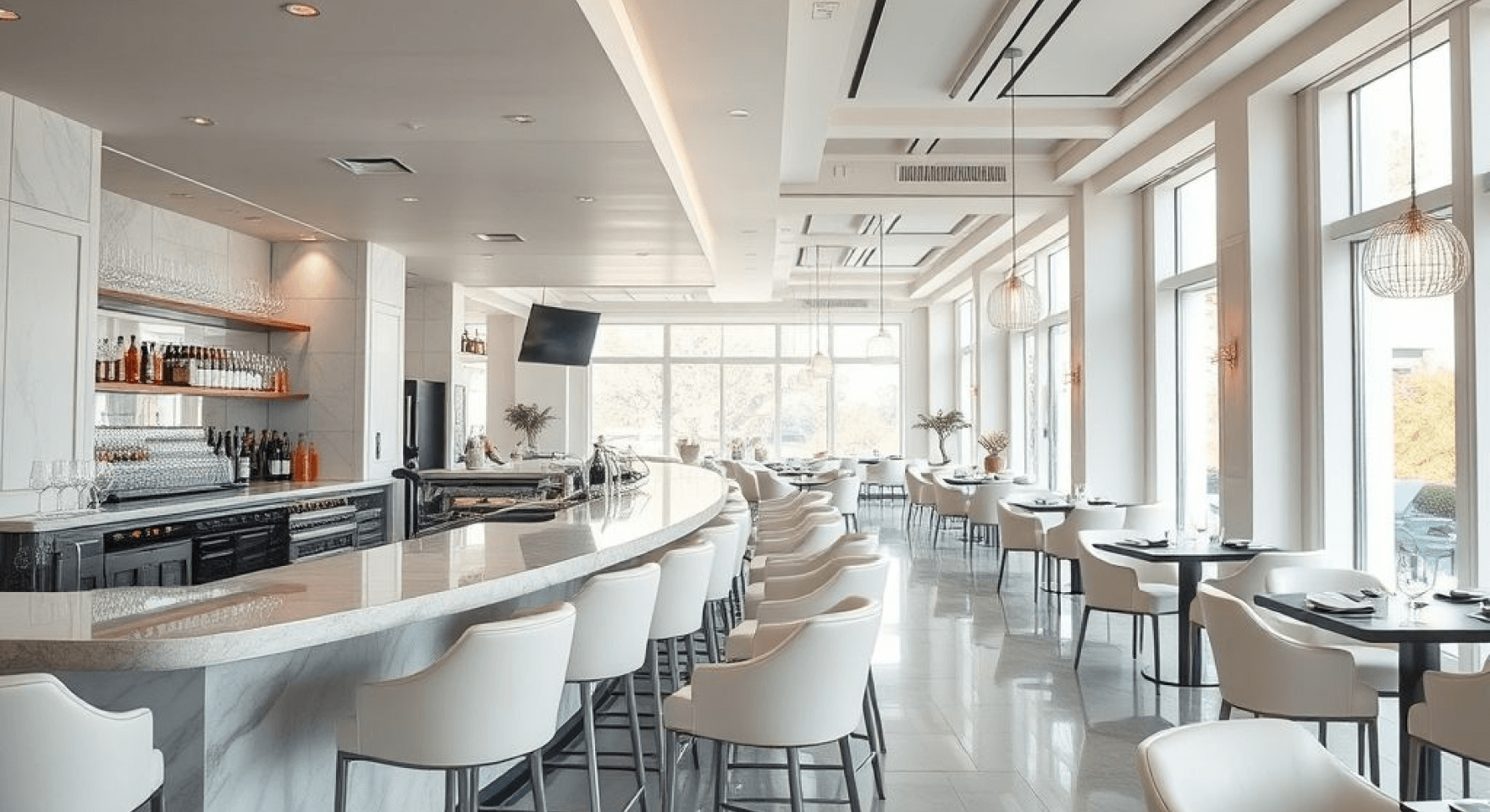 A beautifully prepared restaurant interior before opening, where a CRM for restaurant business helps organize the upcoming service