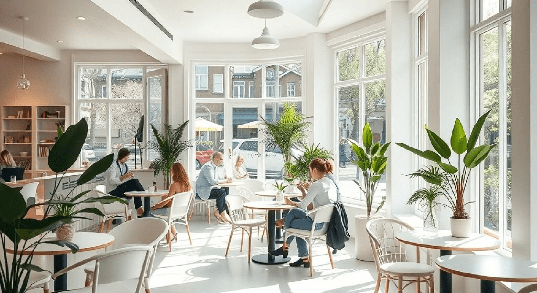 A bustling cafe interior where seamless accounting in a cafe supports the daily business operations