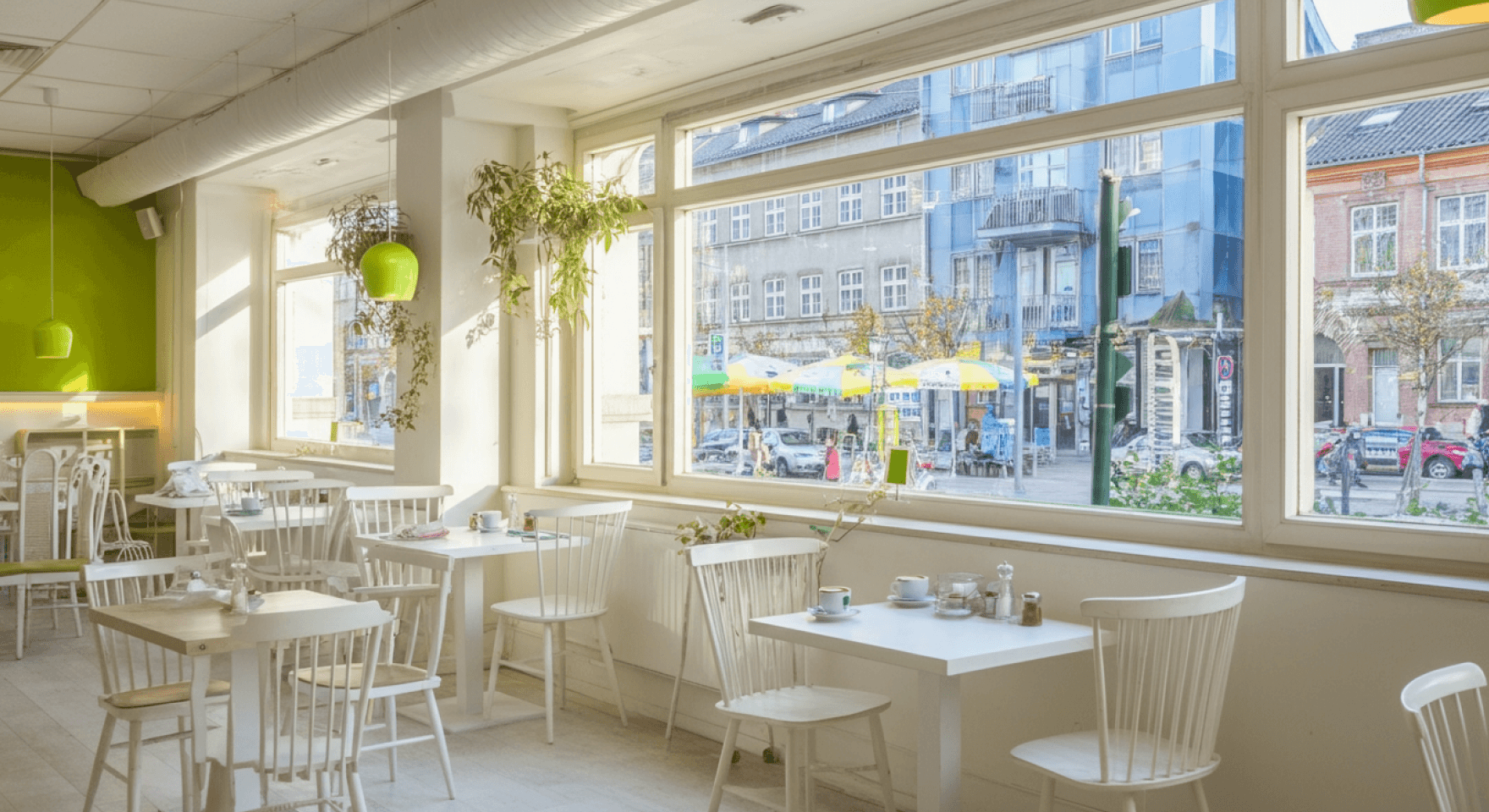 An impeccably set restaurant dining room before opening, with guest reservations managed by a CRM for restaurant business