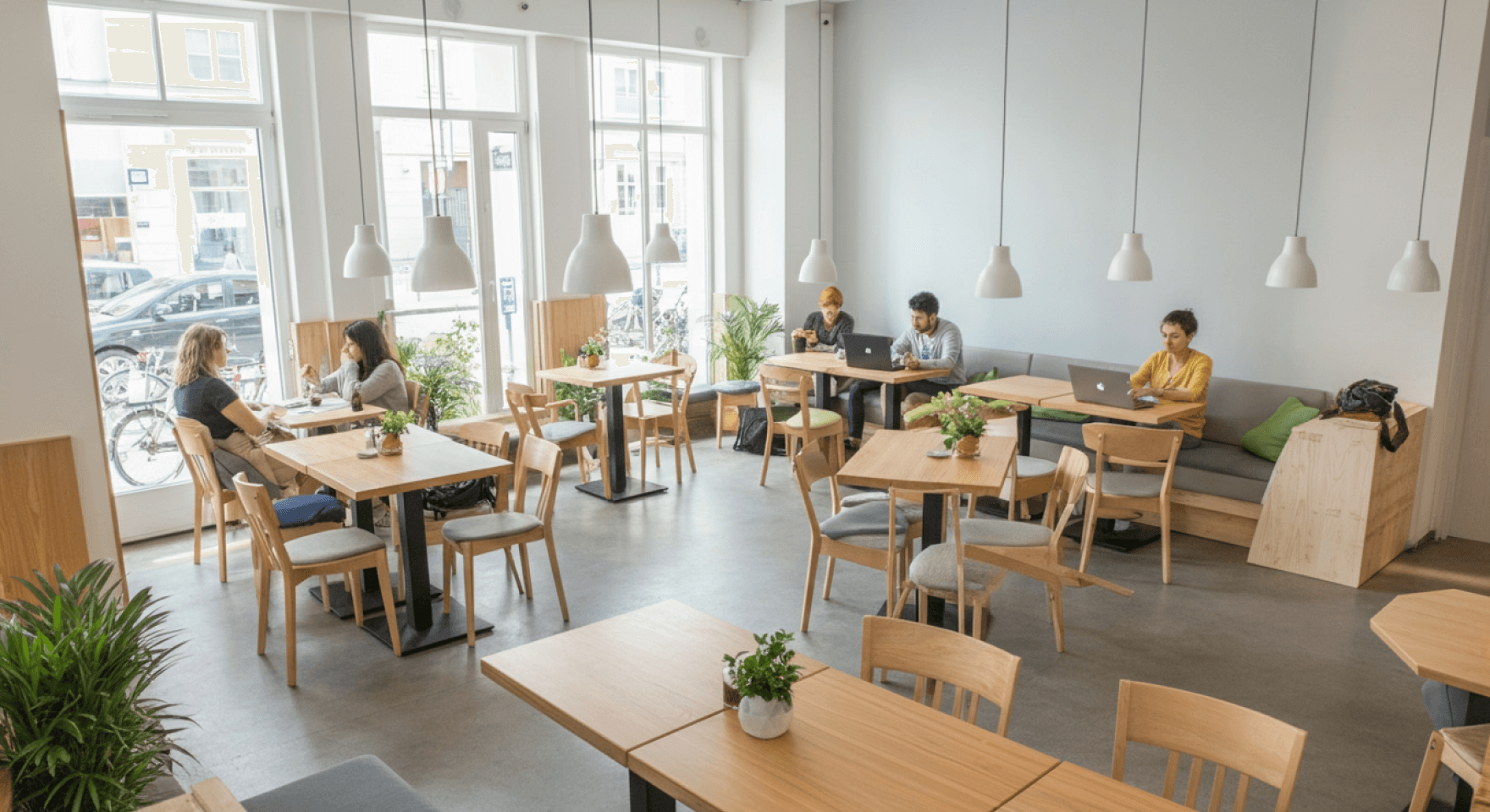 A bustling restaurant interior where business operations are streamlined by restaurant accounting and automation