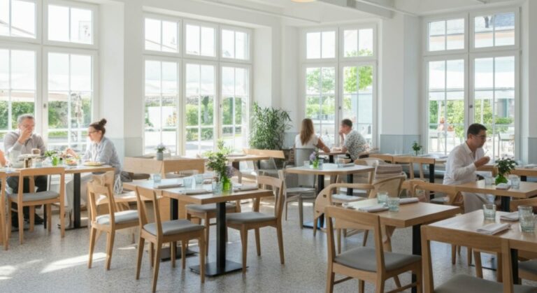 A cozy restaurant interior with operations optimized by a CRM for restaurants