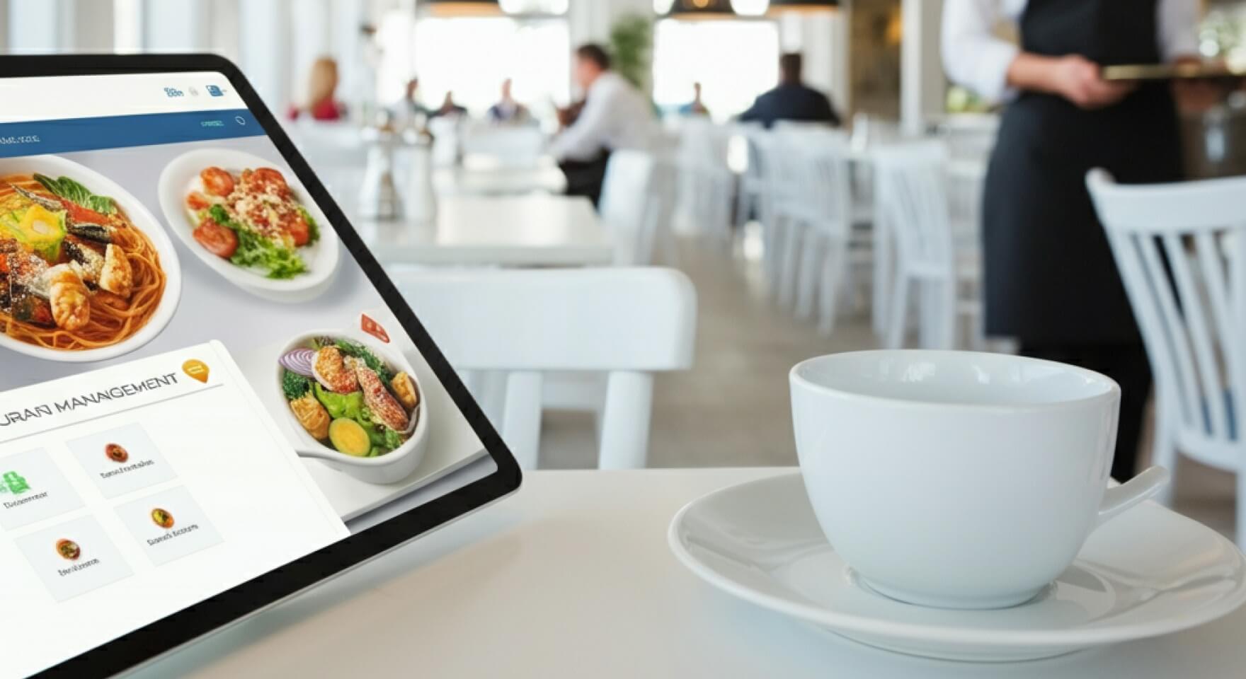 Delivery service automation software: a new food order is displayed on a tablet screen