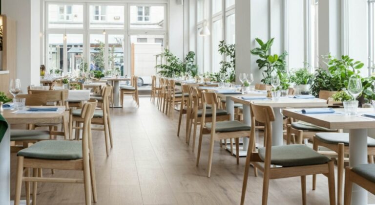 The interior of an establishment where automated accounting for food service ensures smooth operations