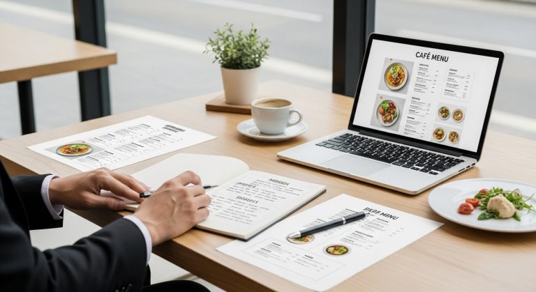 Cafe software used for menu design and planning