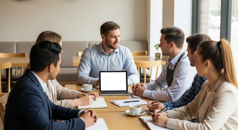 Cafe automation discussed during a team meeting