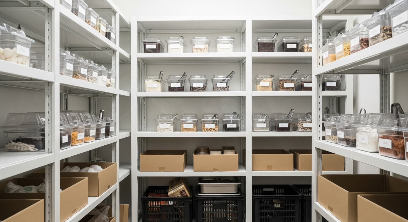 Restaurant accounting system for organized food storage